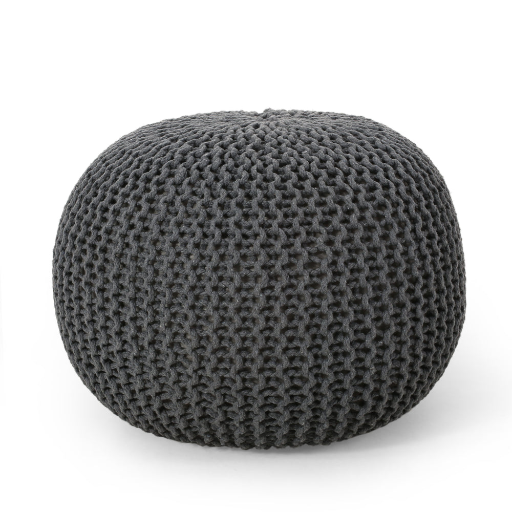 Chic Gray Knitted Pouf