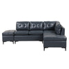 Cozy Blue L-Shaped Corner Sofa with Storage Ottomans