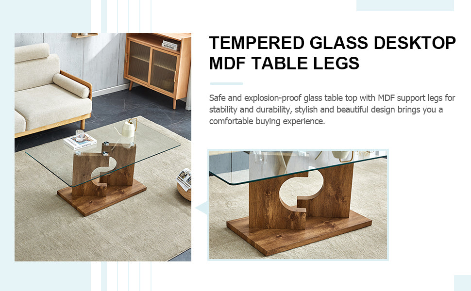 Chic Glass & Wood Coffee Table