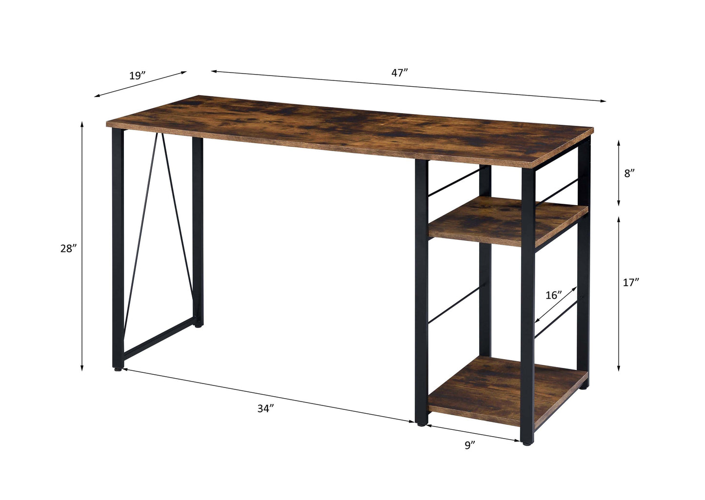 Rustic Oak & Black Writing Desk