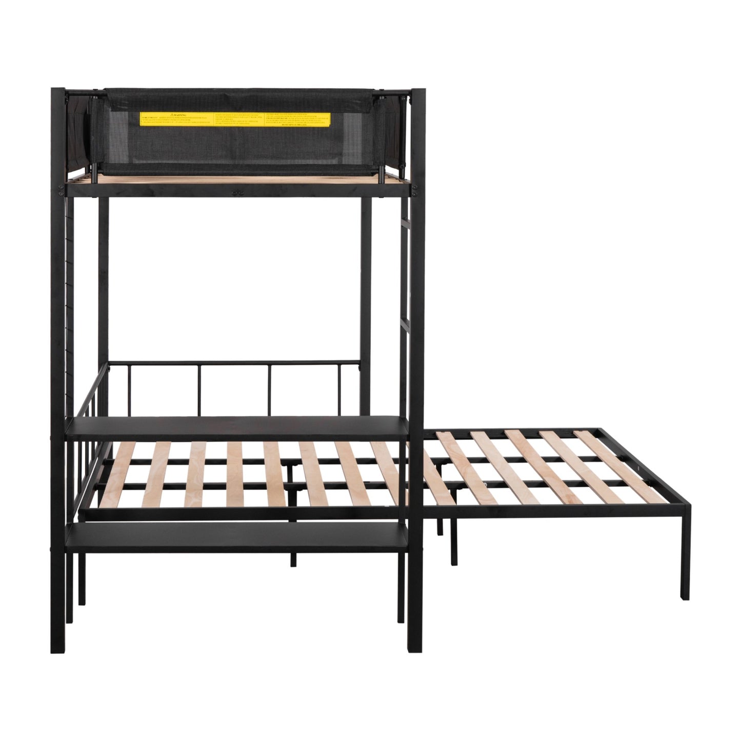 Cozy Metal Bunk Bed with Shelves & Guardrails