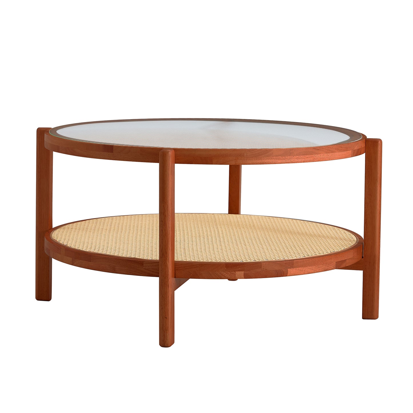 Chic Double-Layer Wood & Glass Coffee Table