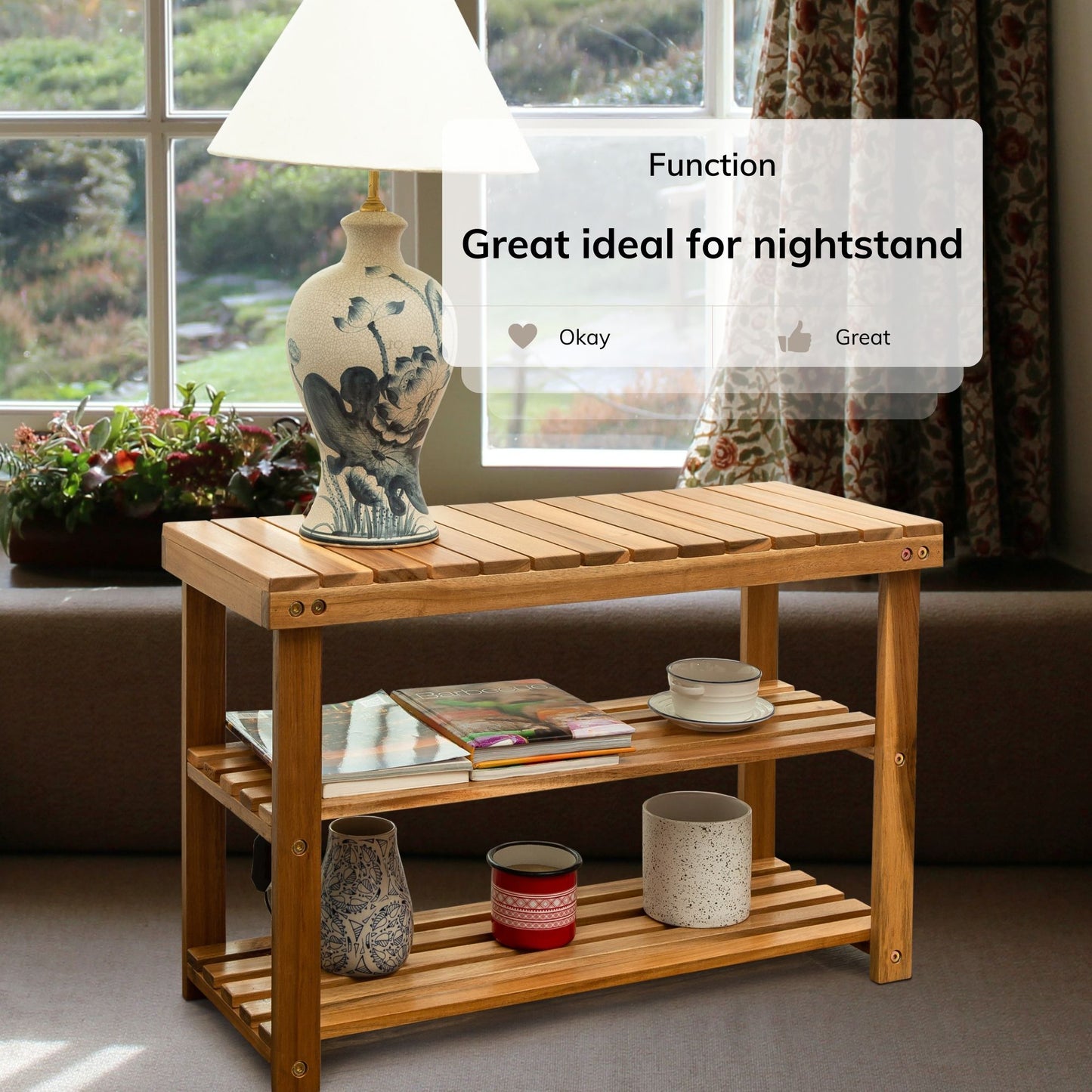 Natural Acacia Shoe Rack Bench - Stylish Entryway Organizer