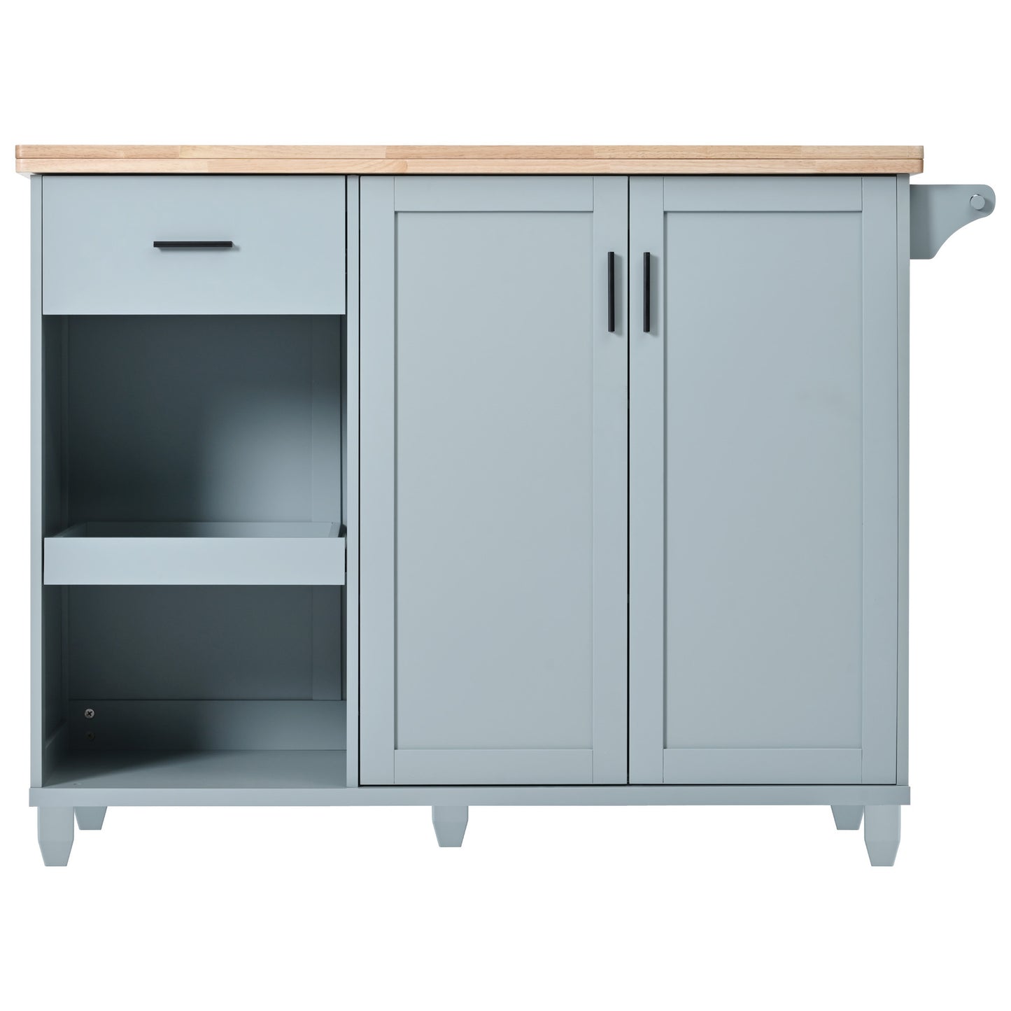 Rolling Kitchen Island with Foldable Top and Storage