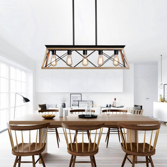 Rustic Oak 5-Light Dining Chandelier