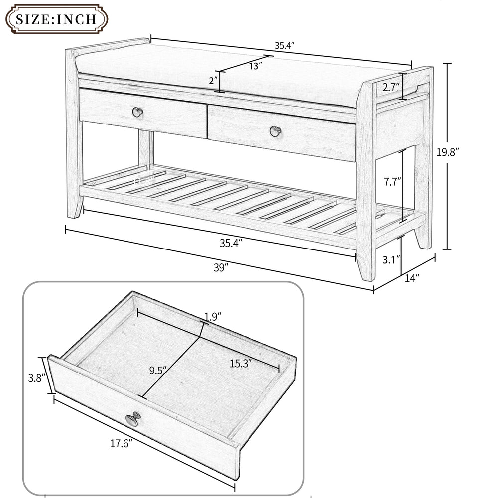 Comfort Seat Shoe Bench with Storage