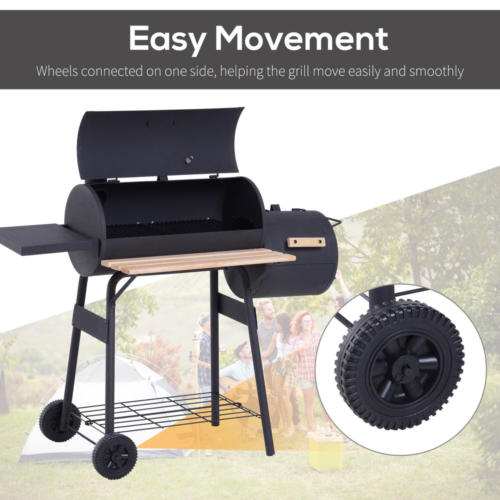 Outsunny Portable Charcoal Grill & Smoker with Wheels