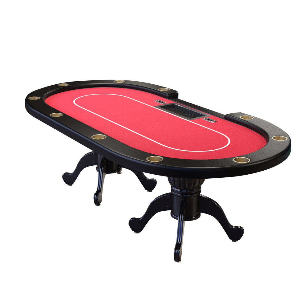 Sleek Red Aura Oval Poker Table with Stylish Curved Legs