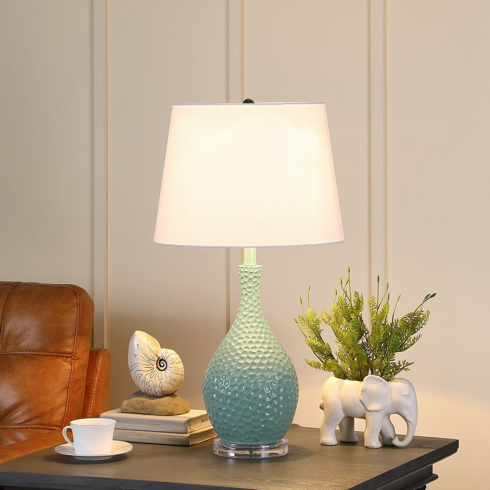 Teal Pebble Mid-Century Table Lamp