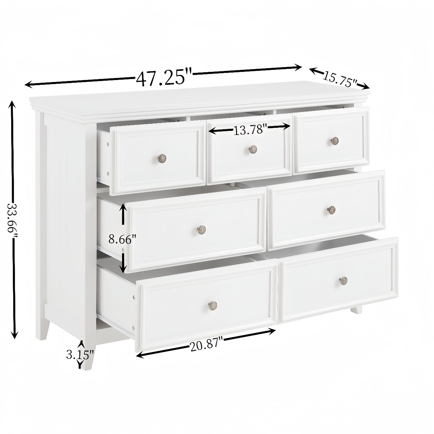 Chic White 7-Drawer Dresser