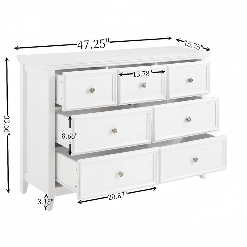 Chic White 7-Drawer Dresser