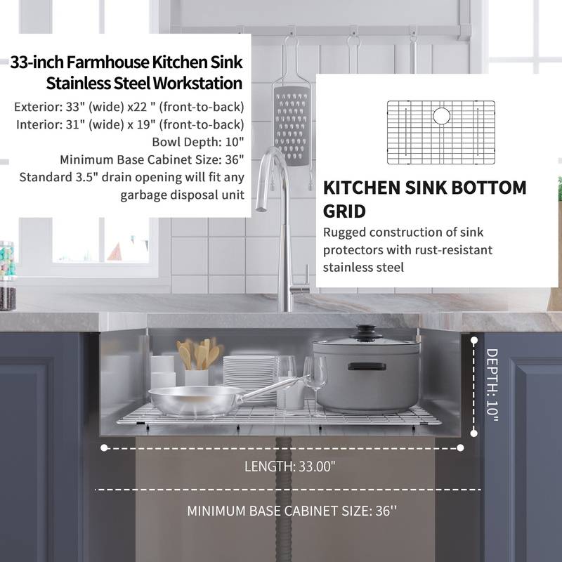 Farmhouse Stainless Steel Kitchen Sink: Sleek Workstation Design