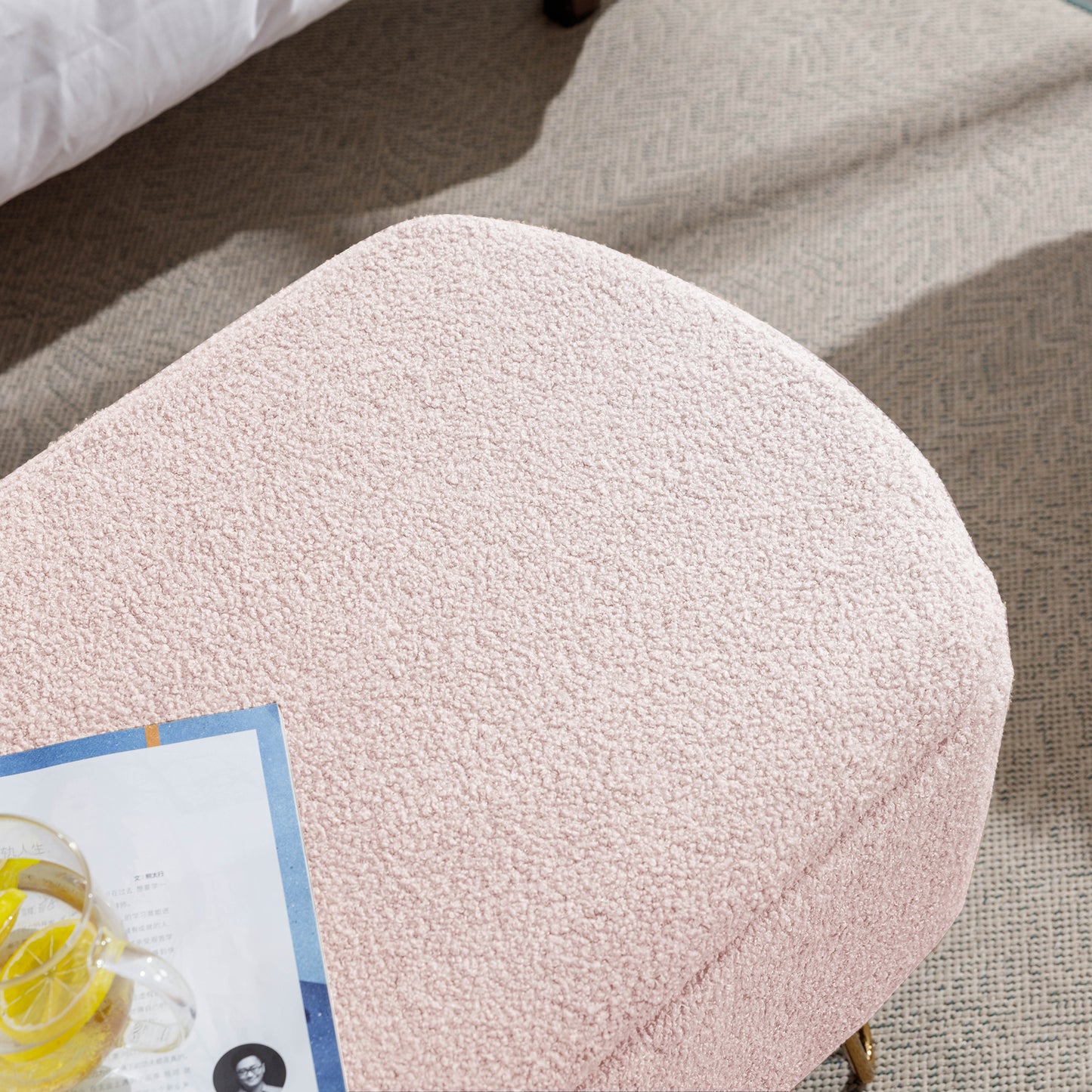 Chic Pink Storage Bench with Gold Legs