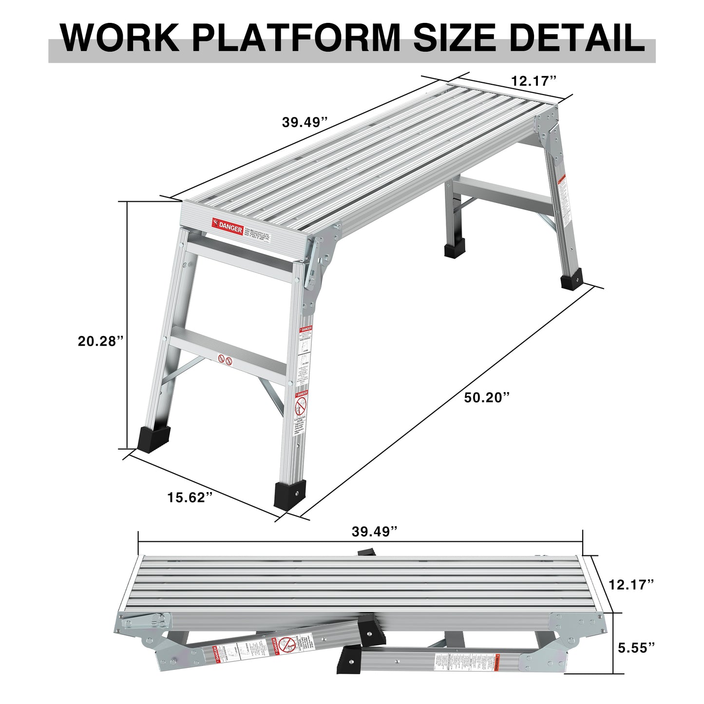 Versatile Folding Aluminum Workbench Ladder