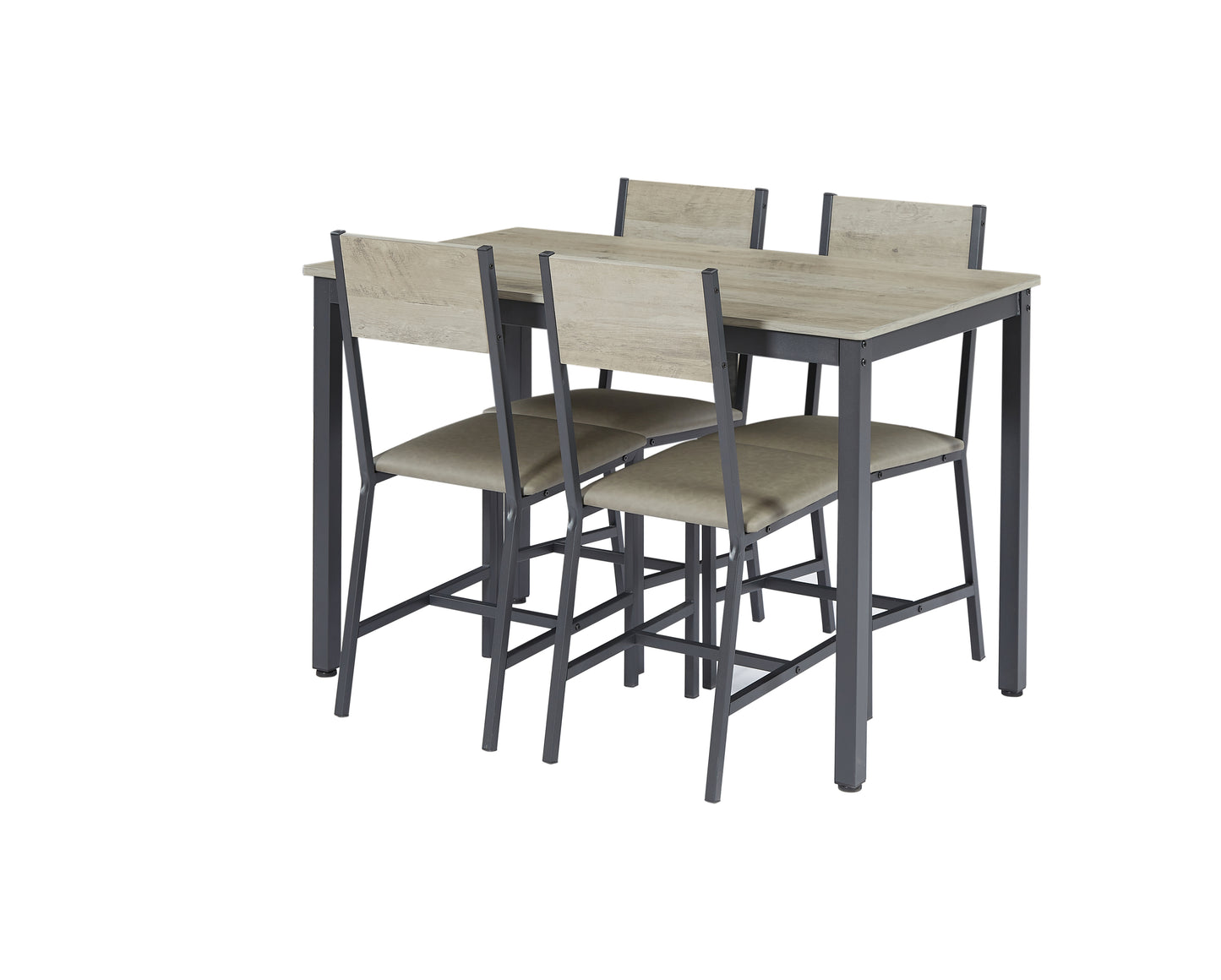 Cozy Grey Dining Set for Five