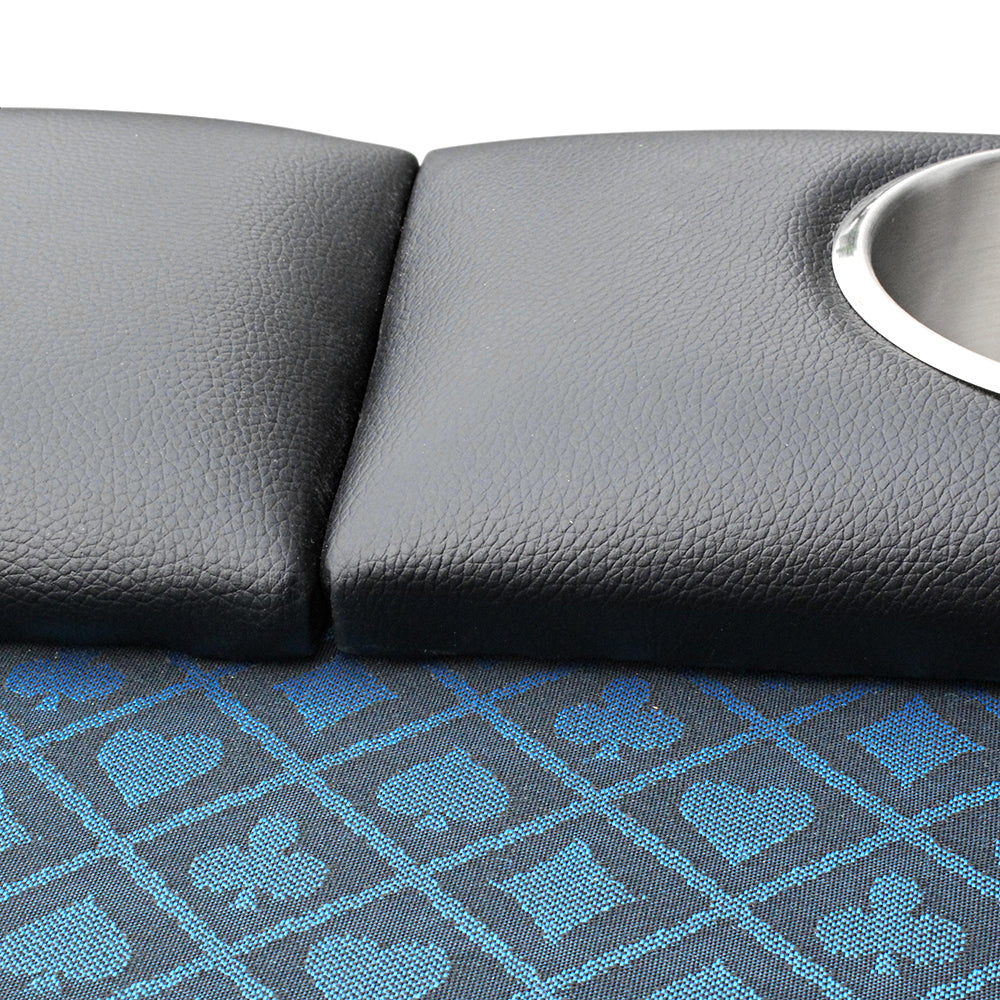 Blue Oval Poker Table with Detachable Armrests and Chip Tray