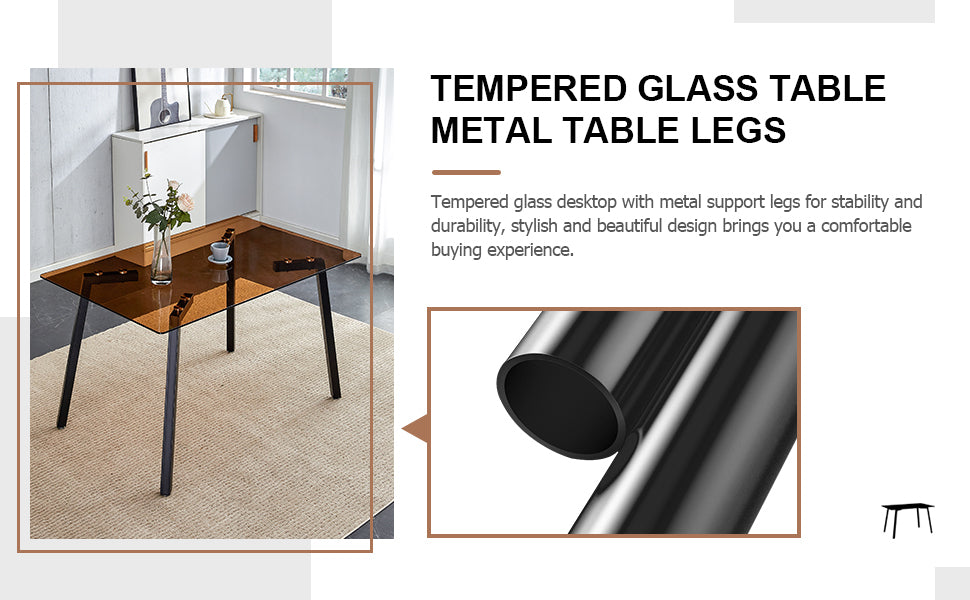 Sleek Brown Glass Dining Table