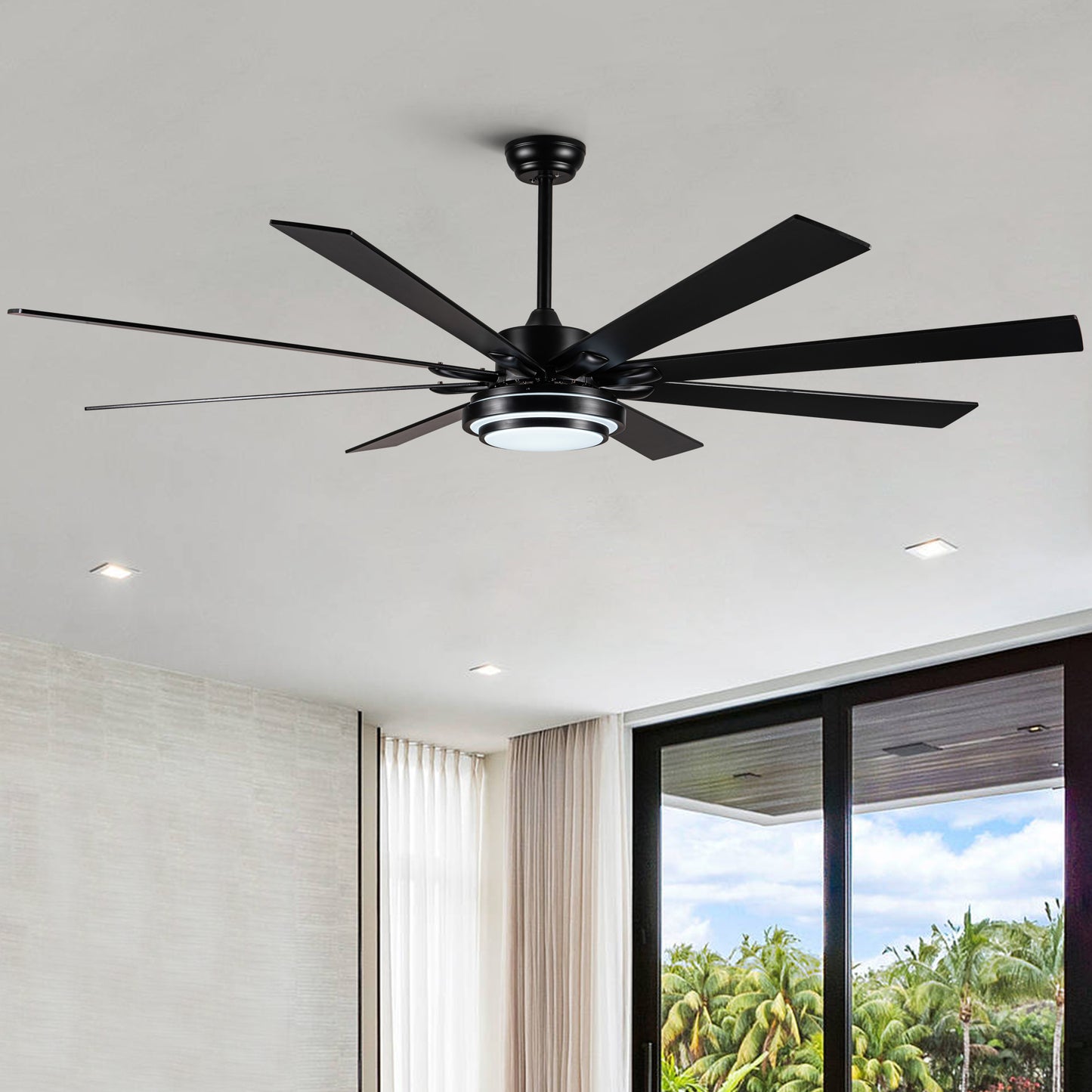 Smart Matte Black Ceiling Fan with Remote