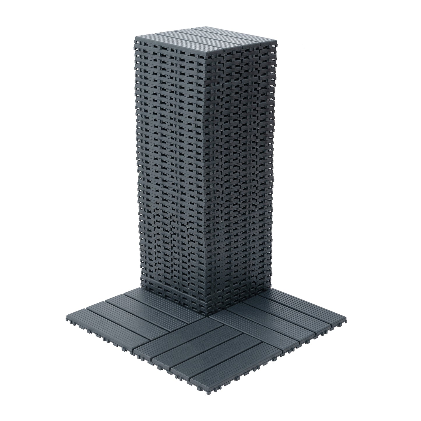 Rain-Ready Interlocking Patio Tiles - Grey