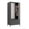 Sleek Metal Wardrobe with Mirror & Drawers