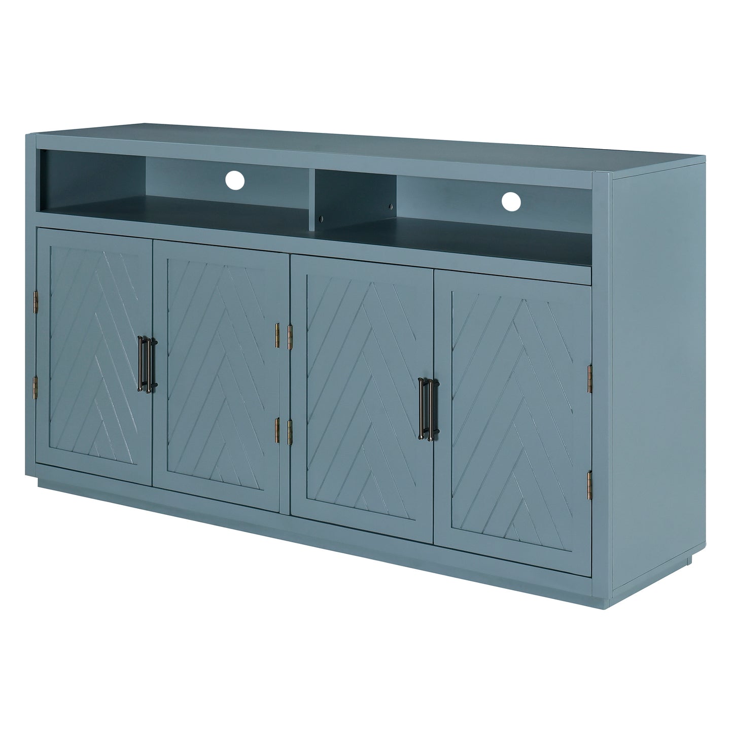 Chic Smoke Blue Sideboard with Open Shelves