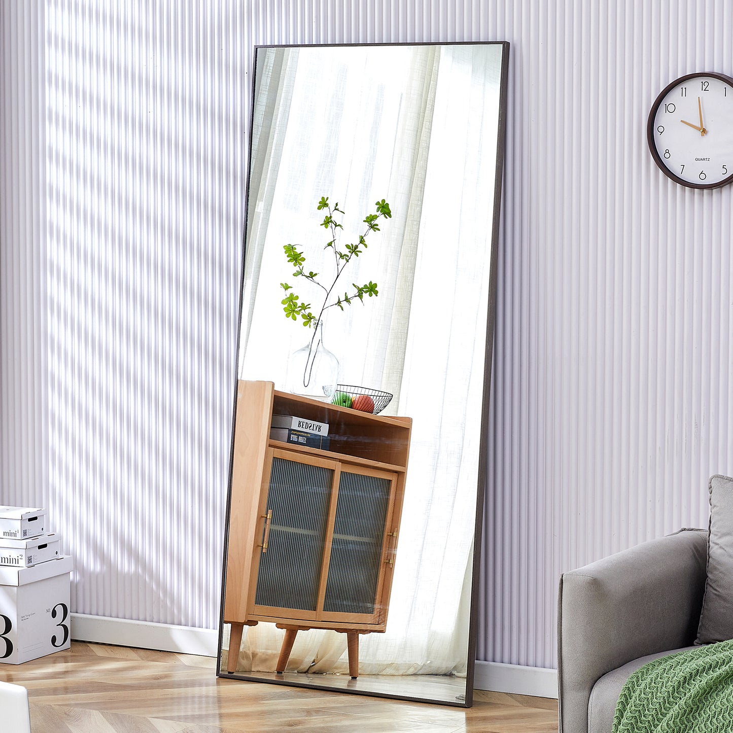 Elegant Full-Length Solid Wood Mirror