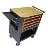 Orange Multi-Use Tool Cart with Wheels and Wooden Top