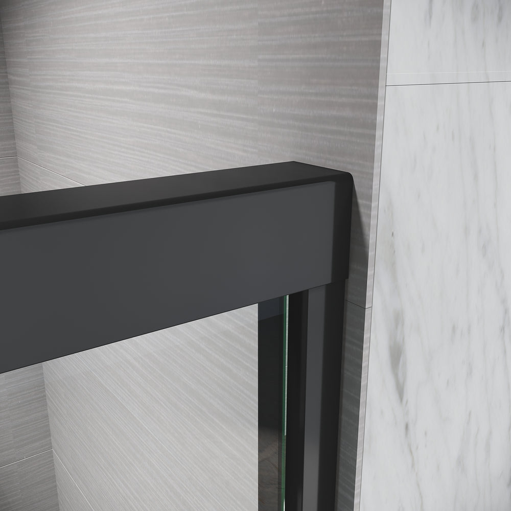 Sleek Matte Black Sliding Bathtub Door