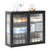 Chic Retro Wall Cabinet with Glass Doors and Shelves