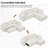 Haven L-Shaped Sofa Bed with Ottoman & USB Ports - Beige