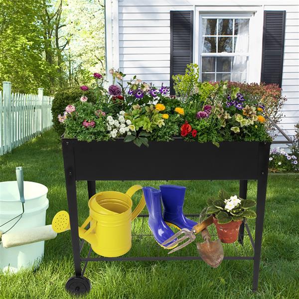 Garden Cart Planter with Wheels - Mobile Elevated Bed for Herbs & Veggies