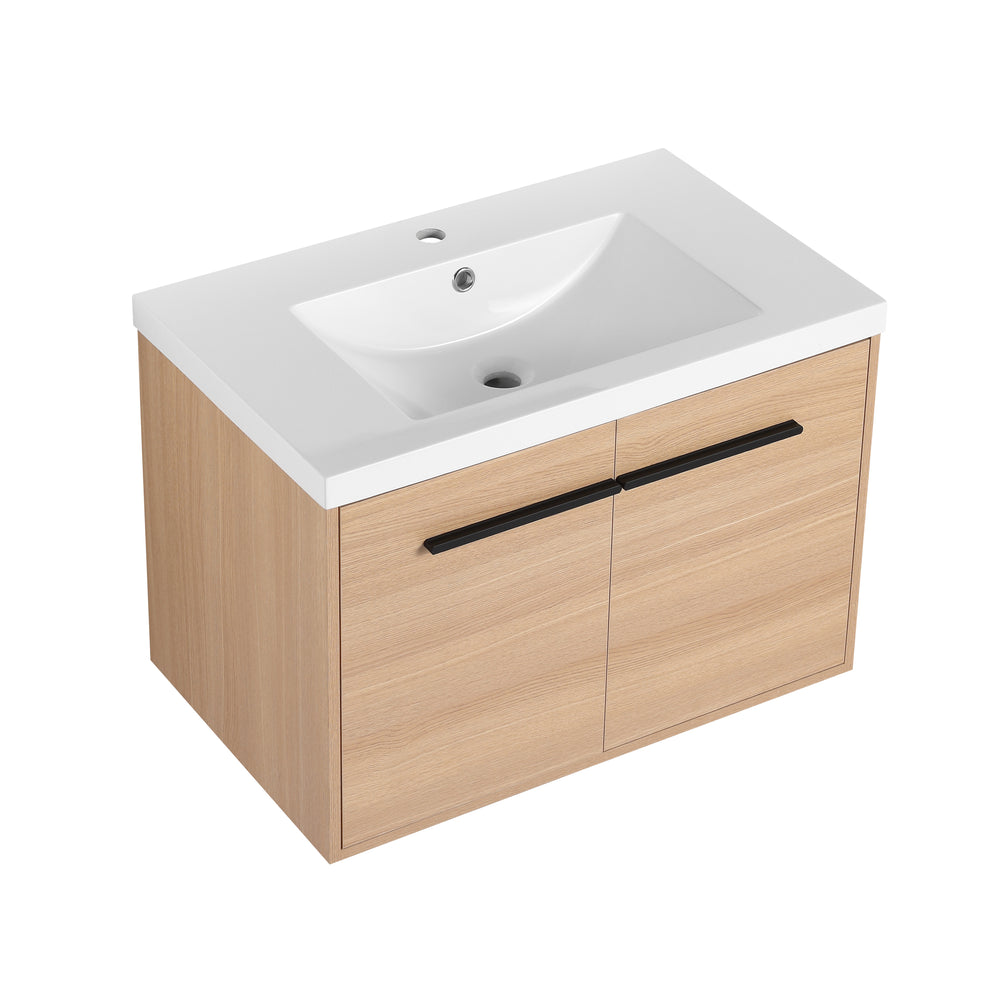 Chic Oak Vanity Set with Resin Sink