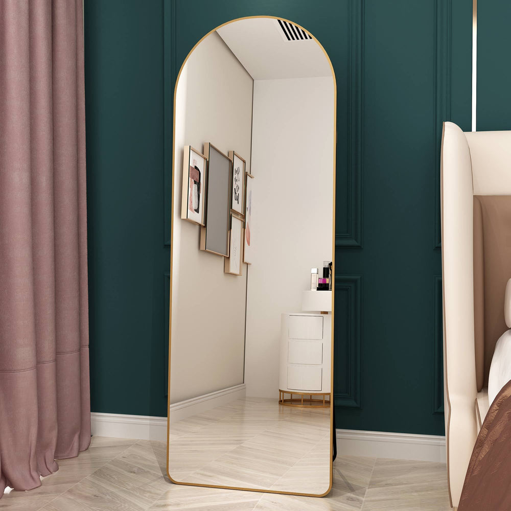 Chic Arched Gold Floor Mirror