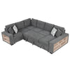 Cozy U-Shaped Sofa Bed with USB Ports & Storage Chaise