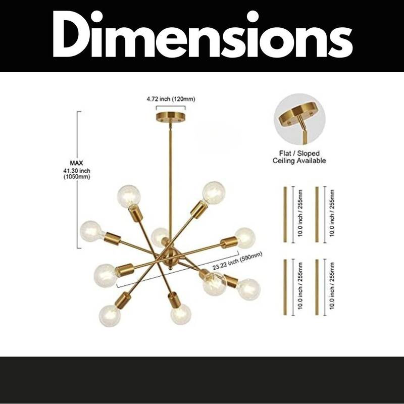 Brushed Brass Sputnik Chandelier with Adjustable Arms