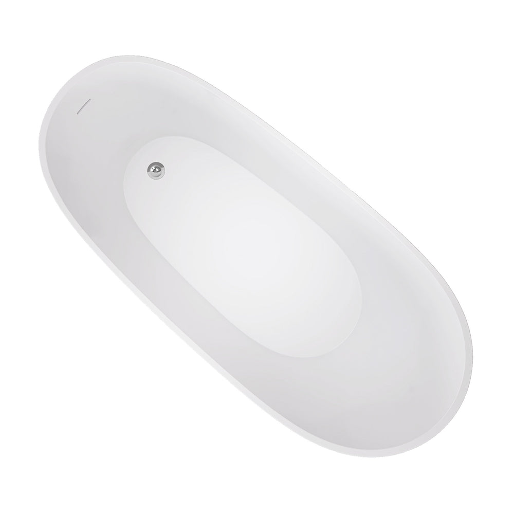 Classic Oval Soaking Tub - Stylish Free-Standing Bath with Chrome Drain