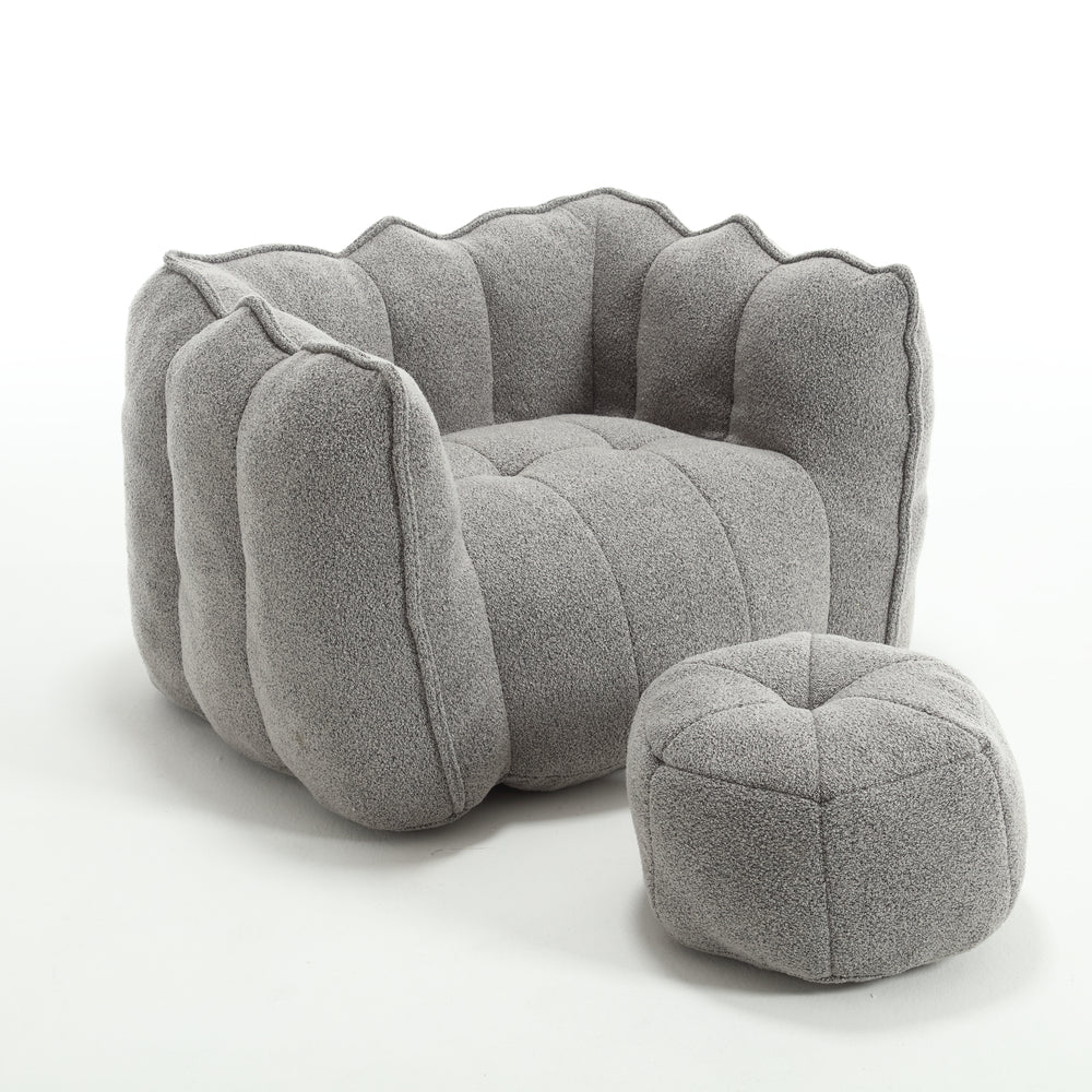 Cozy Square Bean Bag Lounge Chair with Footstool