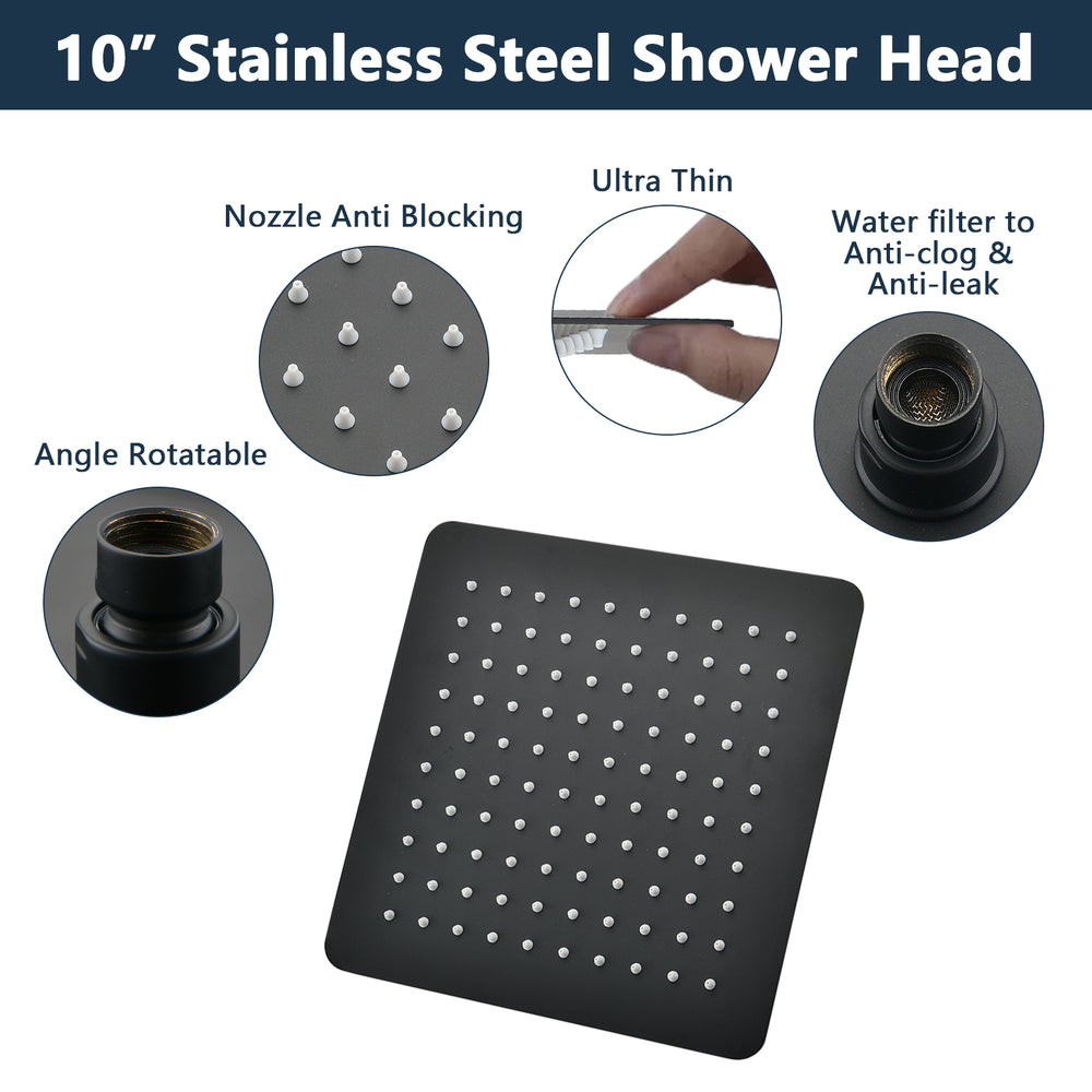 Stylish Matte Black Rainfall Shower Head