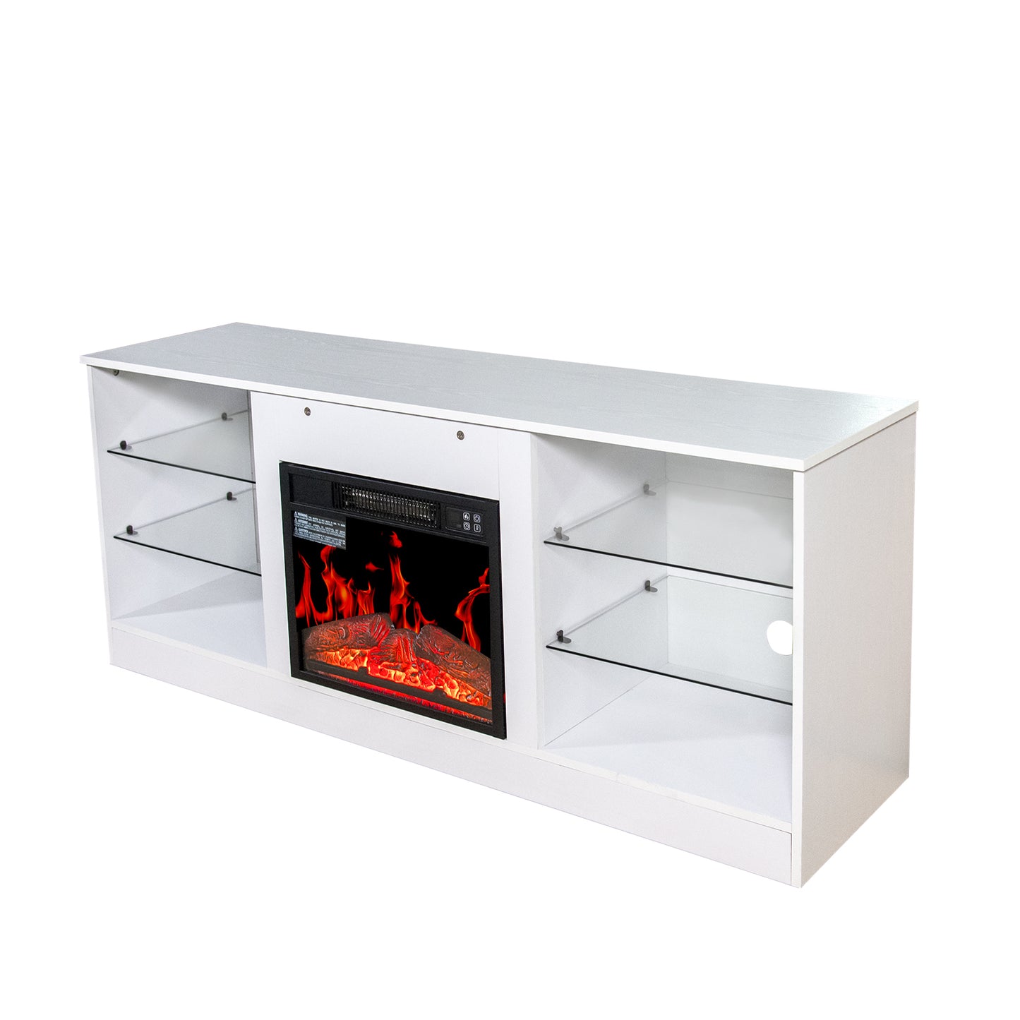 Cozy Fireplace TV Stand – Modern Entertainment Hub with Electric Heater and Storage