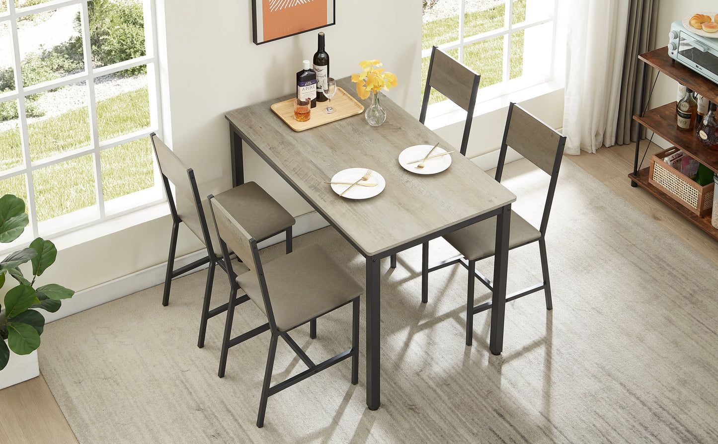 Cozy Grey Dining Set for Five