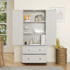 Elegant Pantry Storage Cabinet with Drawers and Shelves in Antique White