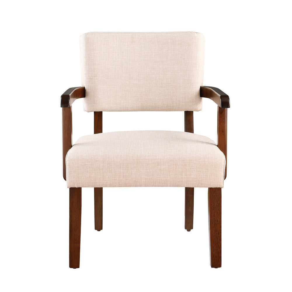 Chic Pair of Fabric Accent Chairs with Round Table