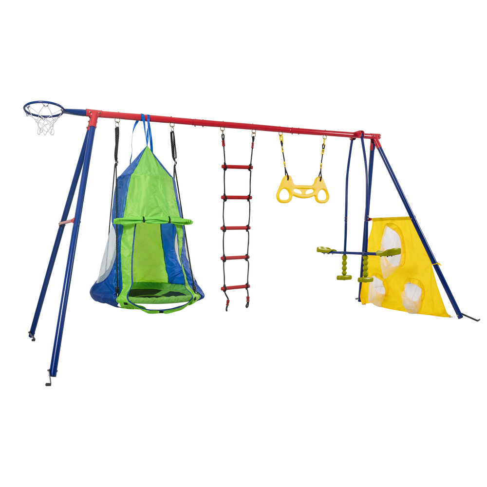 Rainbow Fun Swing Set: Safe Outdoor Adventures for Kids!