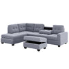 Cozy Modern L-Shaped Sofa with Storage Ottoman and Cup Holders