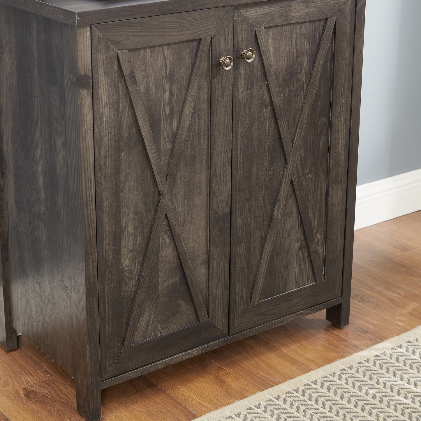 Chic Coffee & Wine Bar Cabinet with Barn Style