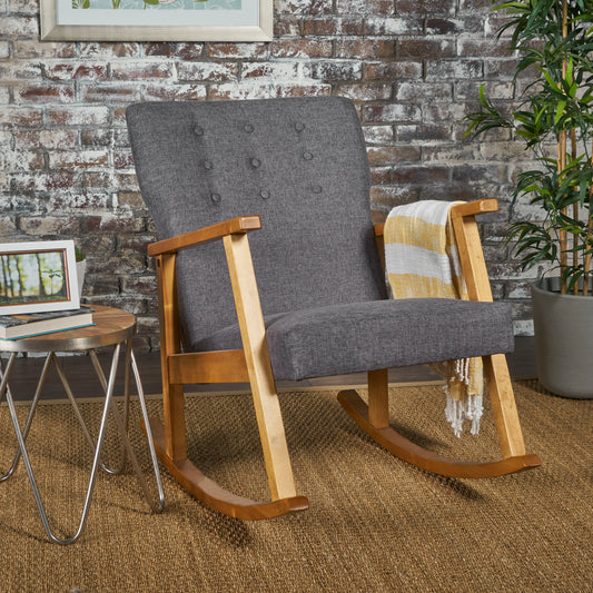 Cozy Rocking Chair in Gray Fabric