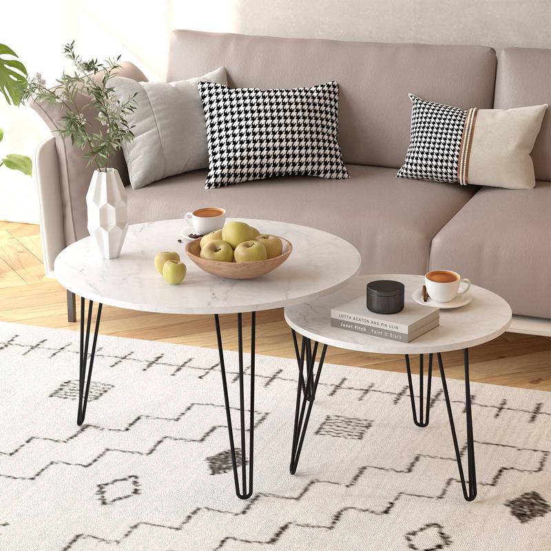 Chic Marble Nesting Tables - Set of Two