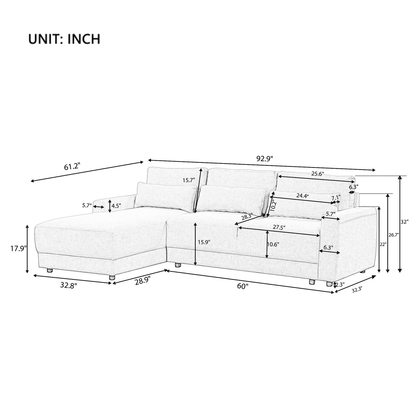 Cozy Corner Modular Sofa with Removable Cushions and Pillows