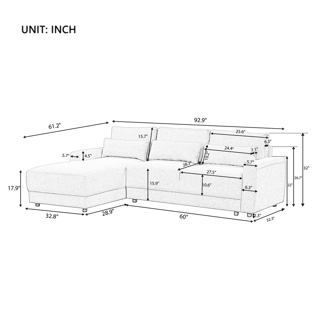 Cozy Corner Modular Sofa with Removable Cushions and Pillows