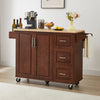 Rolling Retro Kitchen Island with Drop Leaf and Storage